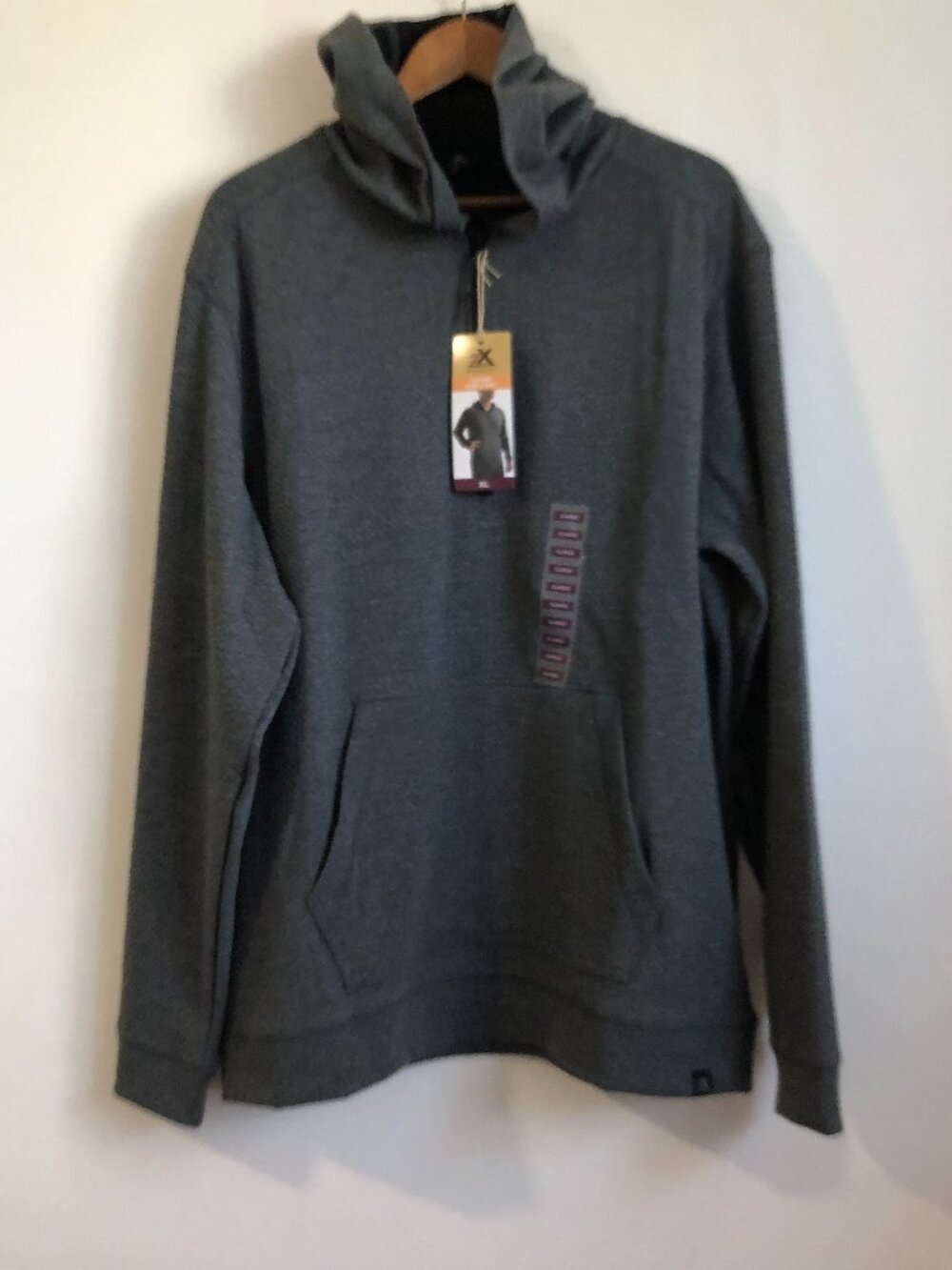 NWT Men's Grey ZeroXposur Texture Double Knit 1/2 zip Hoodie Size XL